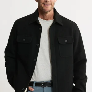 Chaqueta de lana con forro interior de sherpa, color negro