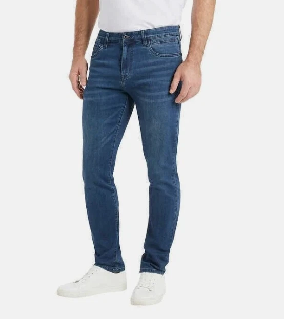 Jeans Recto Kenneth Cole New York Hombre – Mezclilla Elástica y Confort Azul