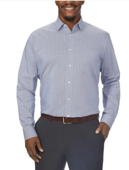 Camisa Calvin Klein Tech Active Stretch Gris con Microcuadro – Regular Fit - Imagen 6