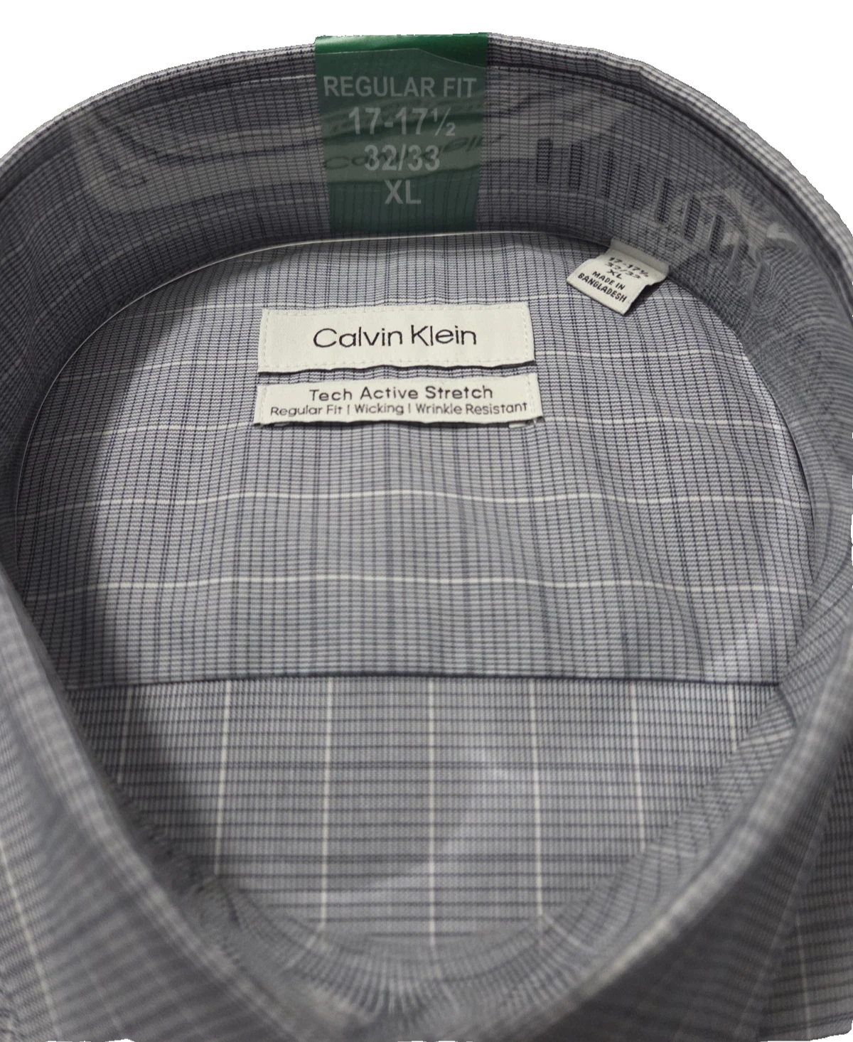 Camisa Calvin Klein Tech Active Stretch Gris con Microcuadro – Regular Fit - Imagen 4