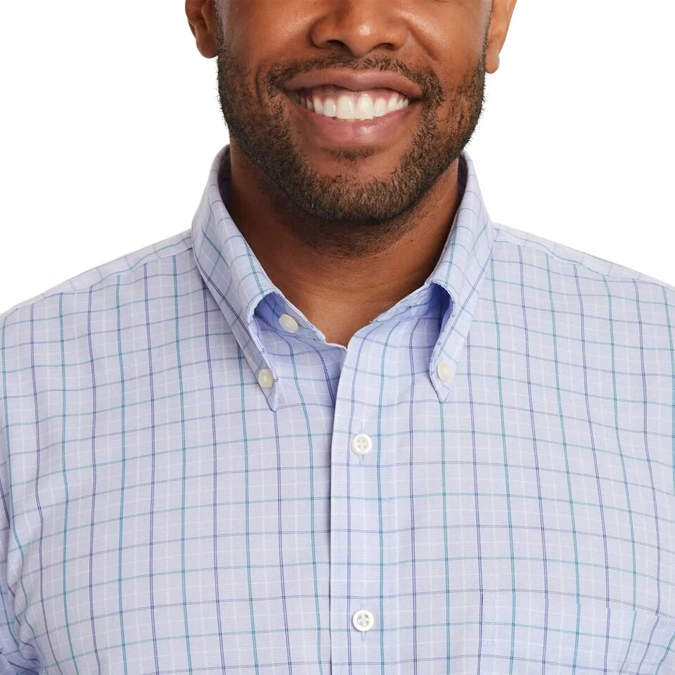 Camisa Kirkland Signature a Cuadros Celeste y Verde – Tradición y Confort Premium