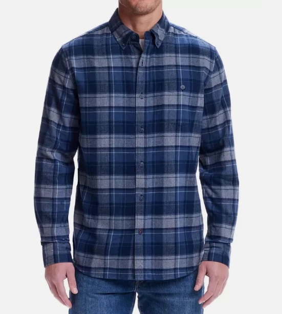 Camisa Weatherproof Vintage de Franela Azul a Cuadros – Estilo Clásico y Confort Moderno - Imagen 7