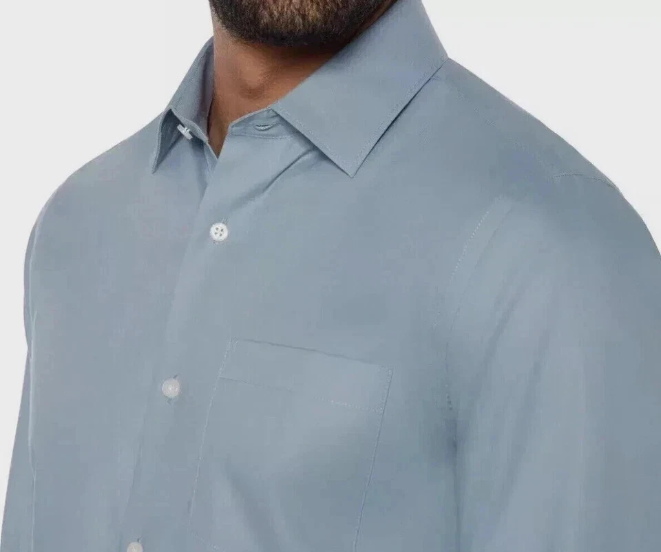 Camisa de Vestir Banana Republic Hombre Celeste Sin Planchar - Imagen 4