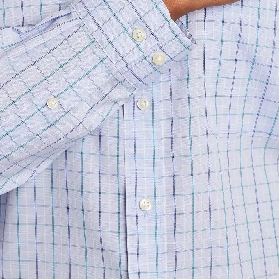 Camisa Kirkland Signature a Cuadros Celeste y Verde – Tradición y Confort Premium - Imagen 2